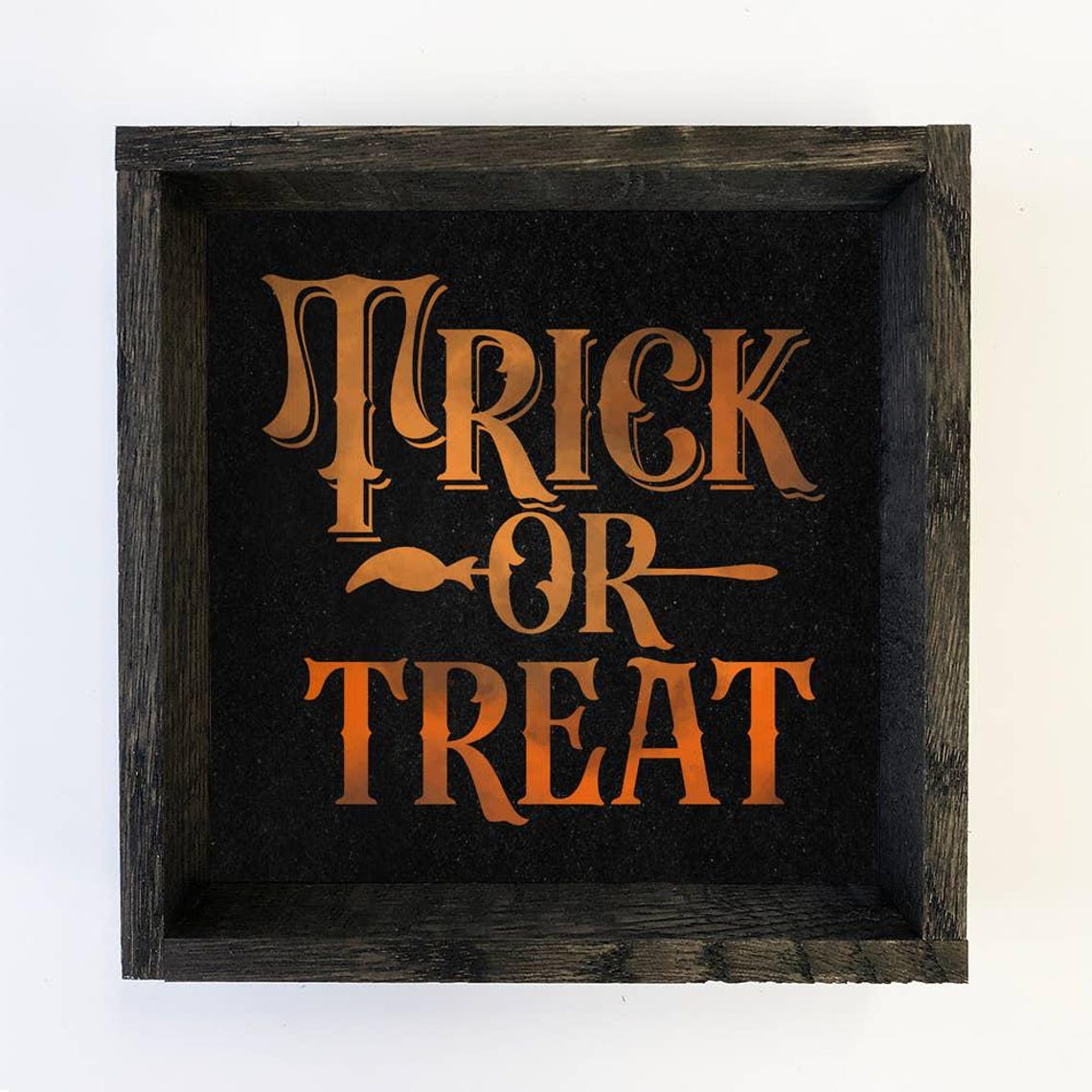 Black Wood Sign Trick Or Treat Halloween Cute Wall Art