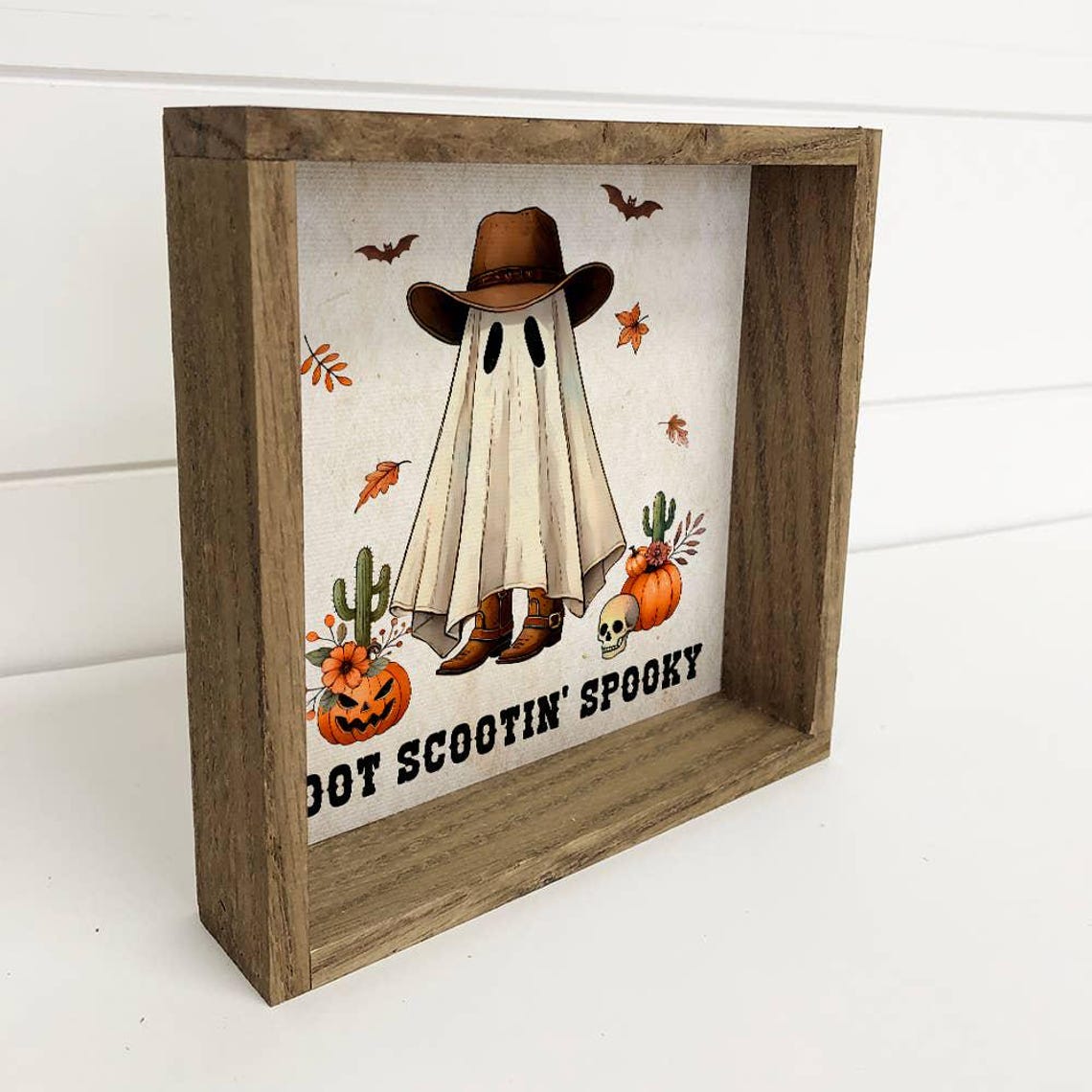 Boot Scootin Spooky Cute Halloween Canvas Art Wood Frame