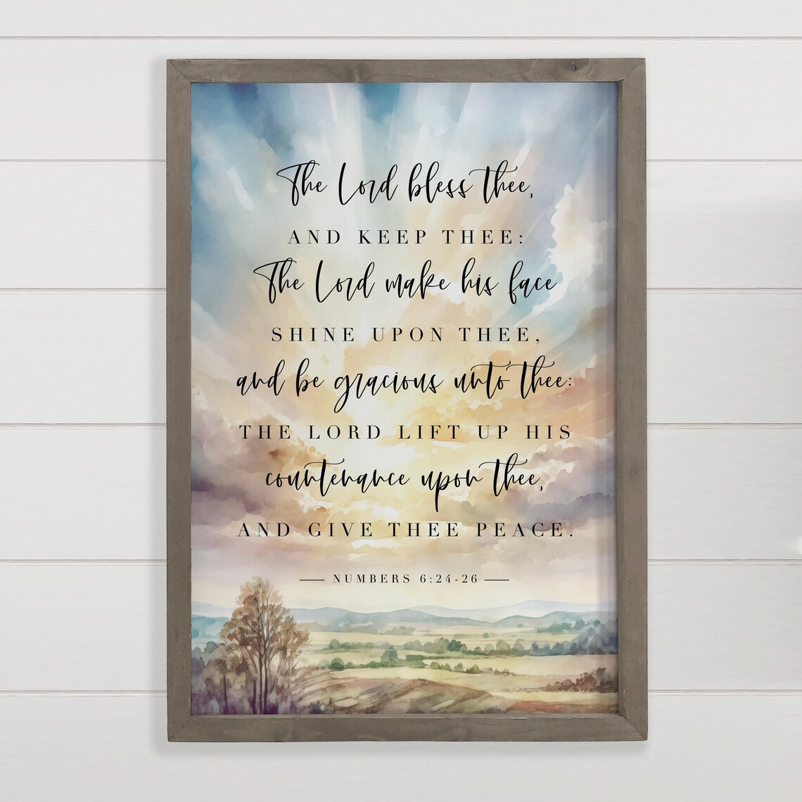 Christian Wall Art Lords Face Shine Scripture Canvas Framed