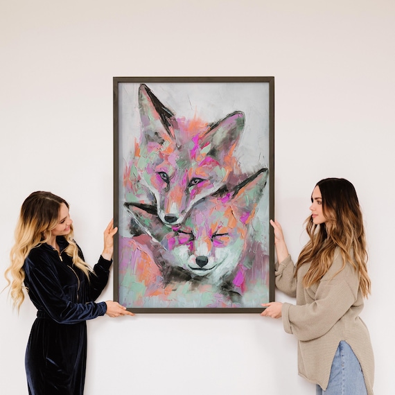 Two Foxes Wildlife Watercolor Art Print