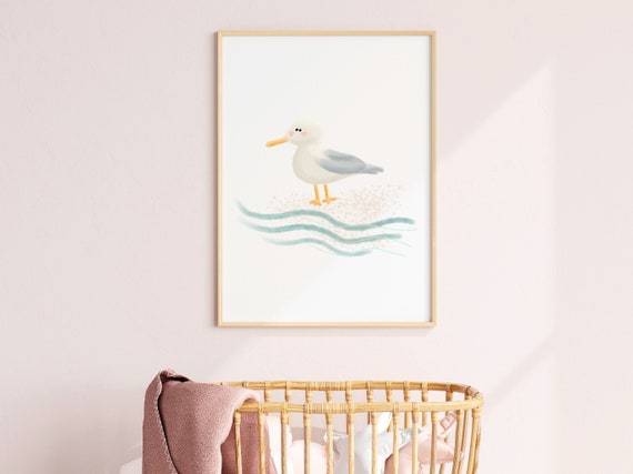 Baby Ocean Theme Seagull Nursery Print Room Sea Cute Under The Art Girl Toddler
