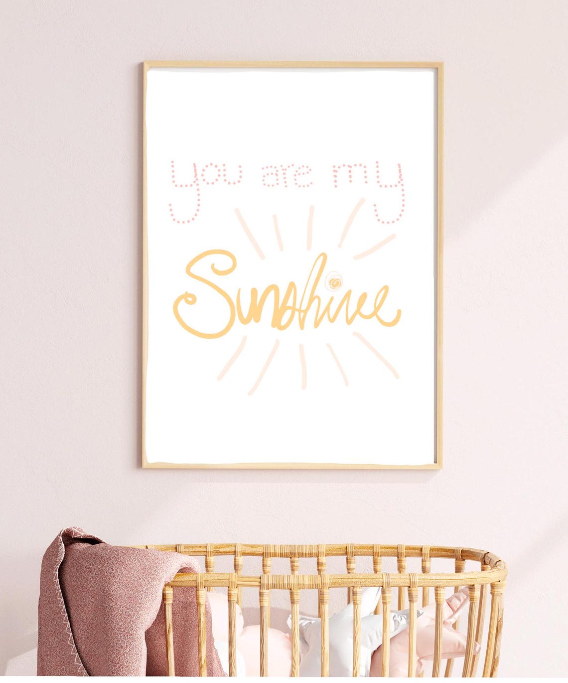 You Are My Sunshine Gold Script Nursery Quote Wall Decor Poster
