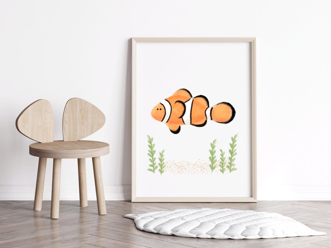 Nemo Nursery Print Clown Fish Picture Baby Ocean Theme Sea Art Decor Nautical