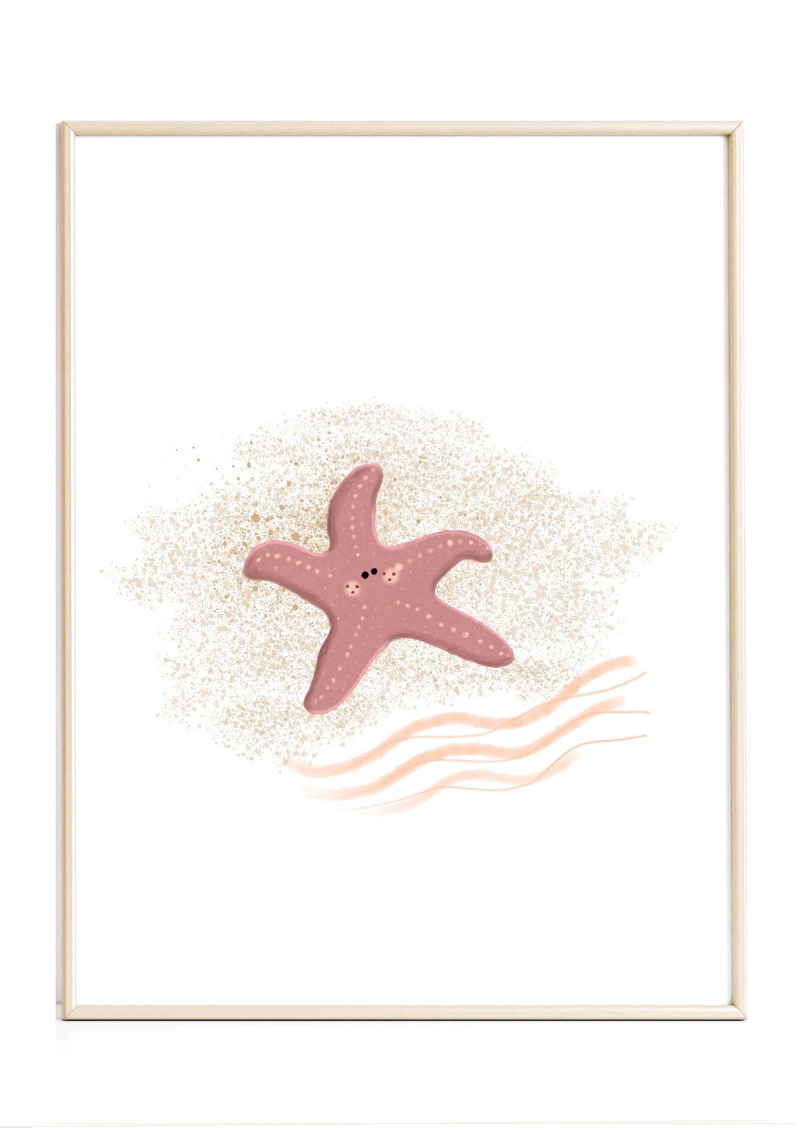 Ocean Nursery Wall Art Starfish Decor Pink Deco Poster