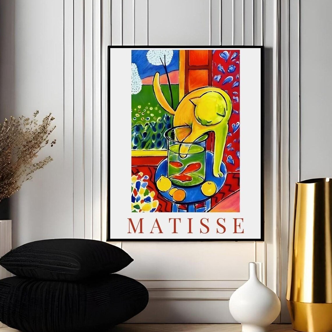 Matisse Cat With Red Fish Painting Colorful Fauvist Wall Art Poster Print