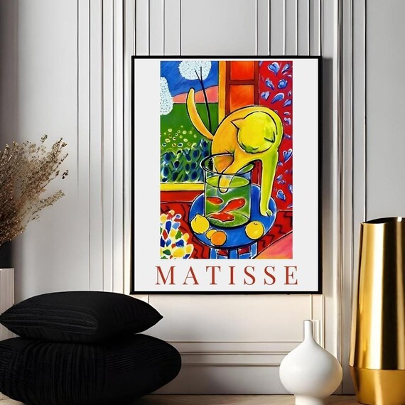 Matisse Cat With Red Fish Painting Colorful Fauvist Wall Art Poster Print