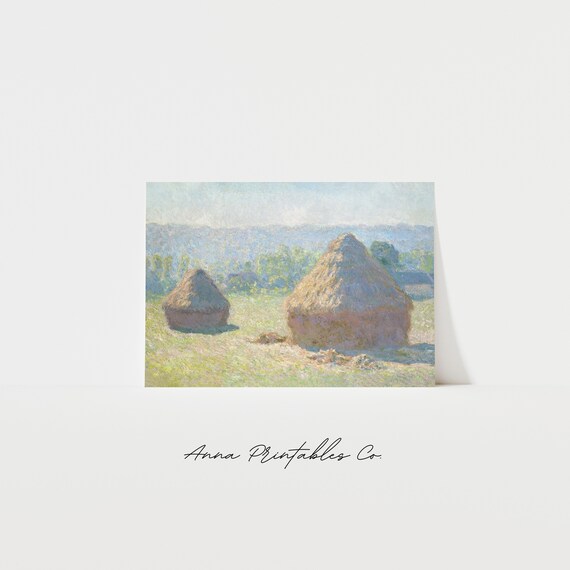 Claude Monet Haystacks in a Summer Field Impressionist Poster