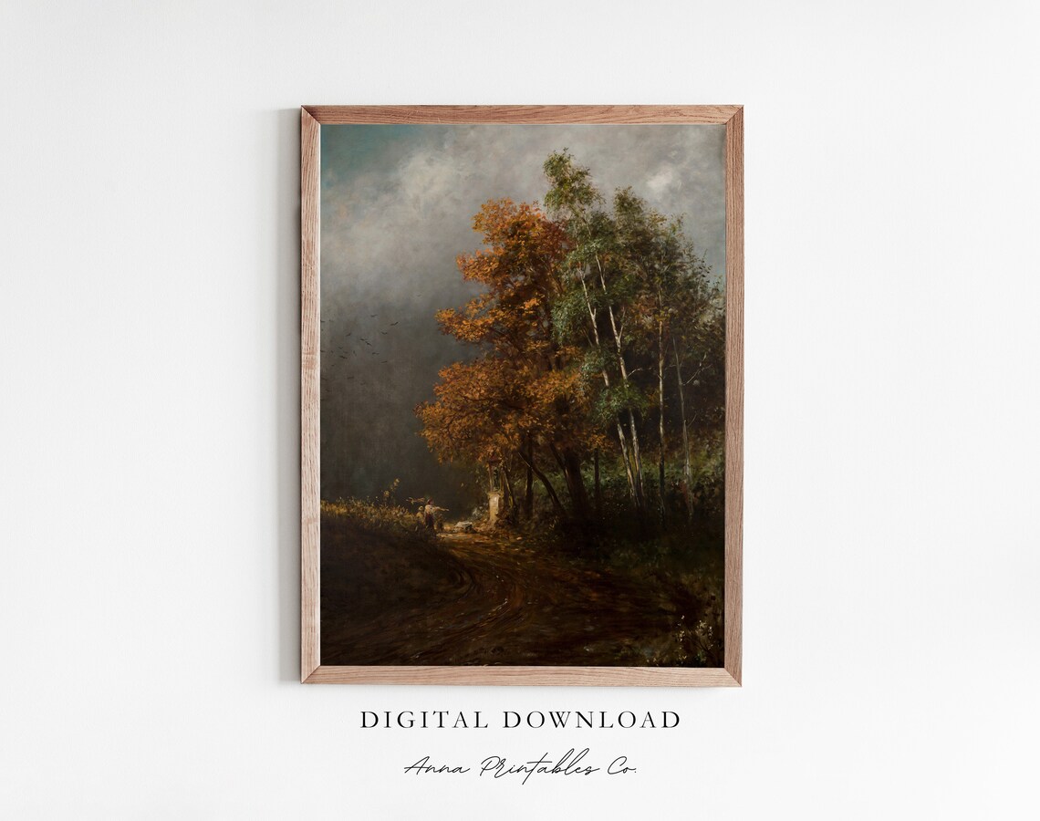 Fall Autumn Landscape Art Print, Rustic Country Decor