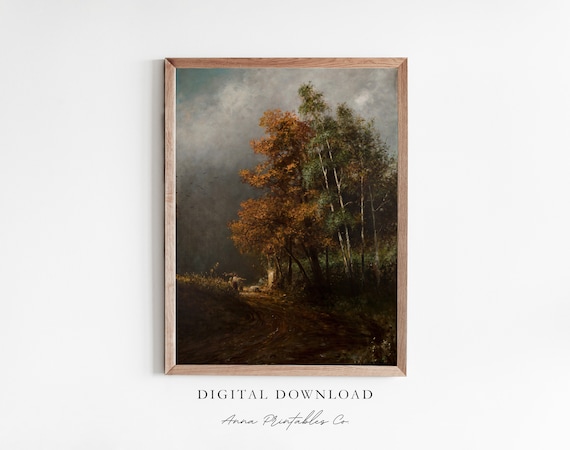 Fall Autumn Landscape Art Print, Rustic Country Decor