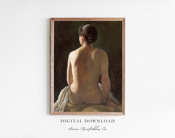 Classical Female Figure Study of a Woman Seen from Behind Oil Poster