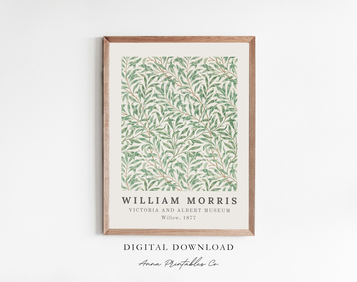 William Morris Willow 1877 Green Botanical Exhibition Poster
