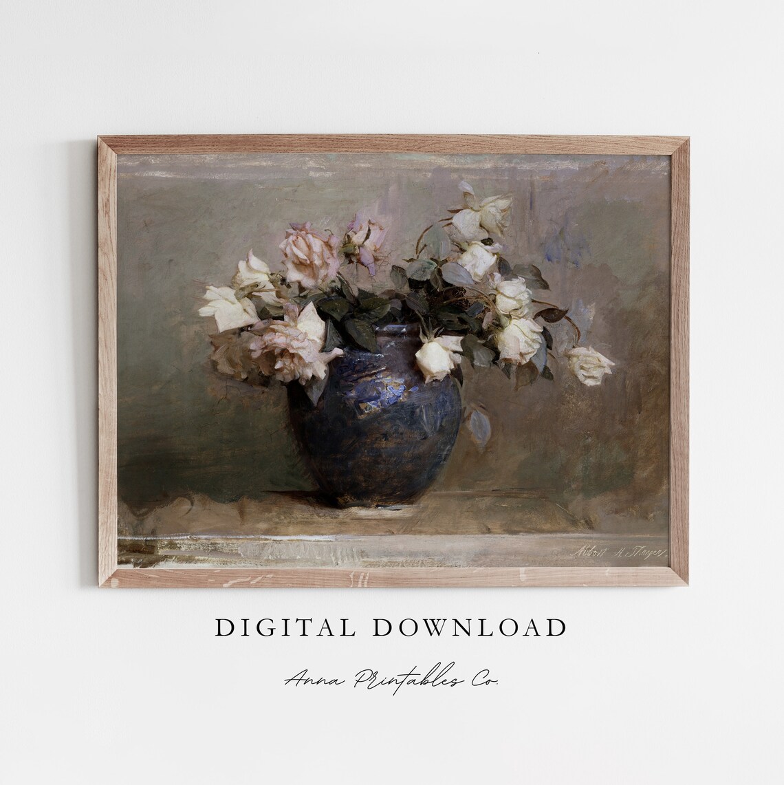 Abbott Thayer Roses Antique Floral Still Life Painting Poster
