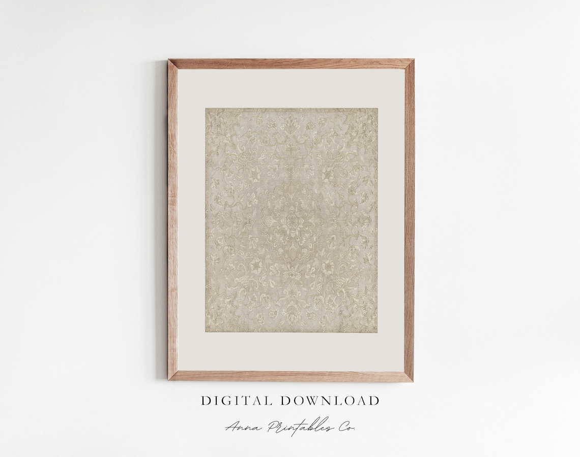 Tapestry II Neutral Vintage Art Print, Asian Decor