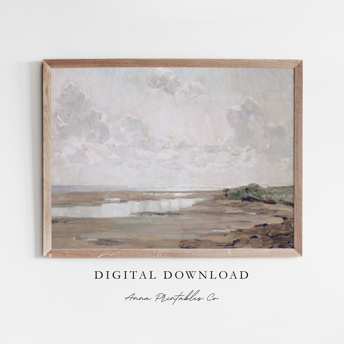Neutral Coastal Scene Vintage Seascape Art Print