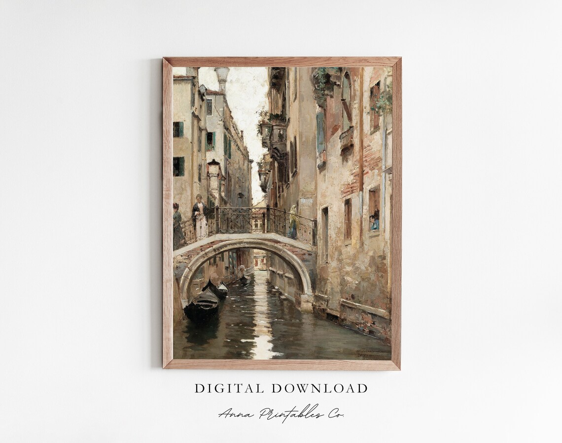 Venetian Bridge Antique Venice Italy Art Print