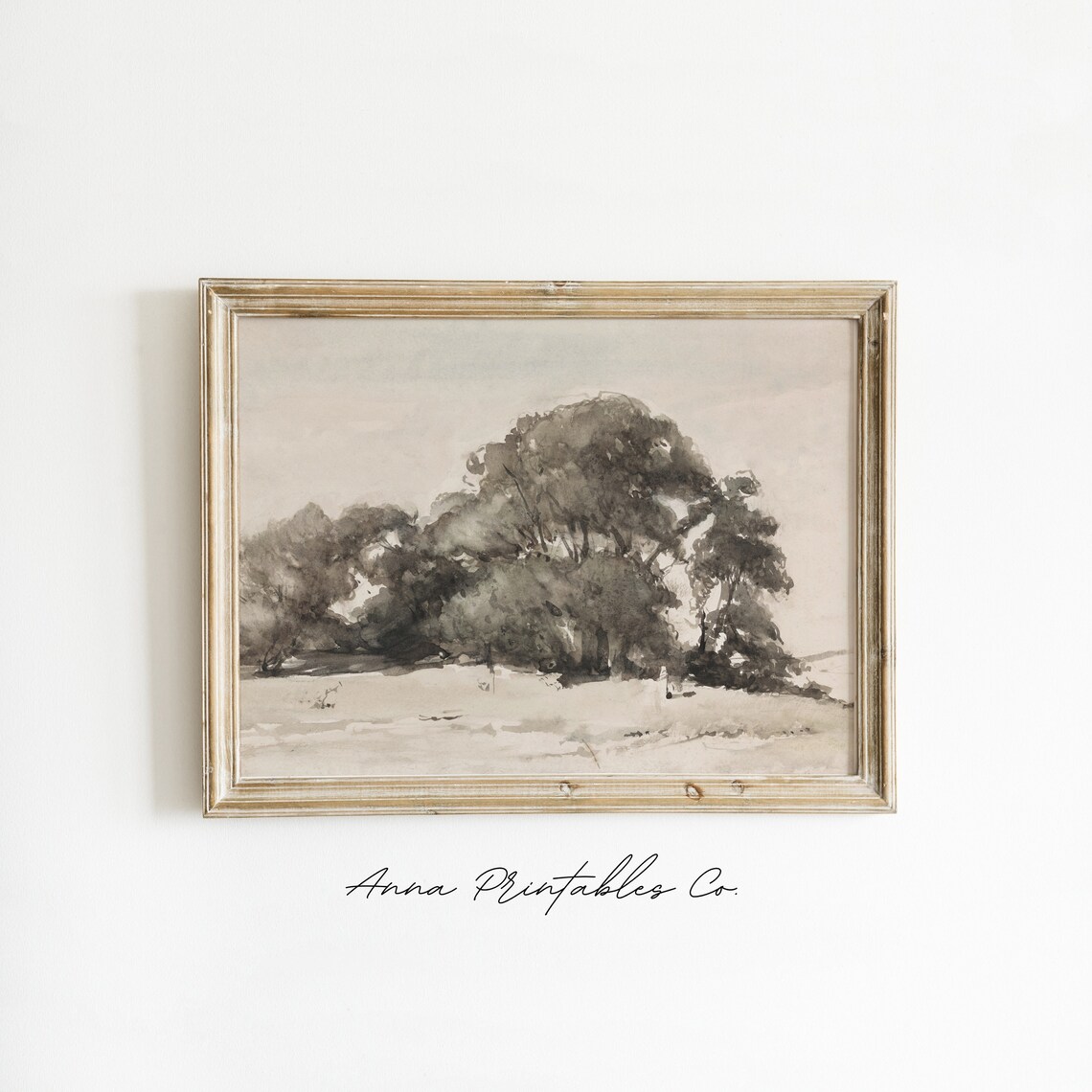 Tree Near Wassenaar Antique Dutch Landscape Painting Monochrome Poster - Image 2
