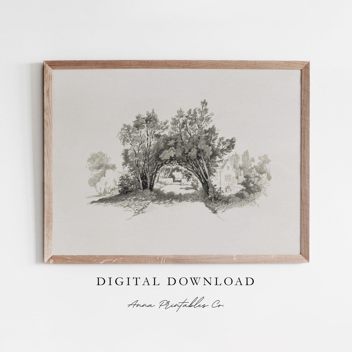 Village Path II Antique Minimalist Sketch Art Print