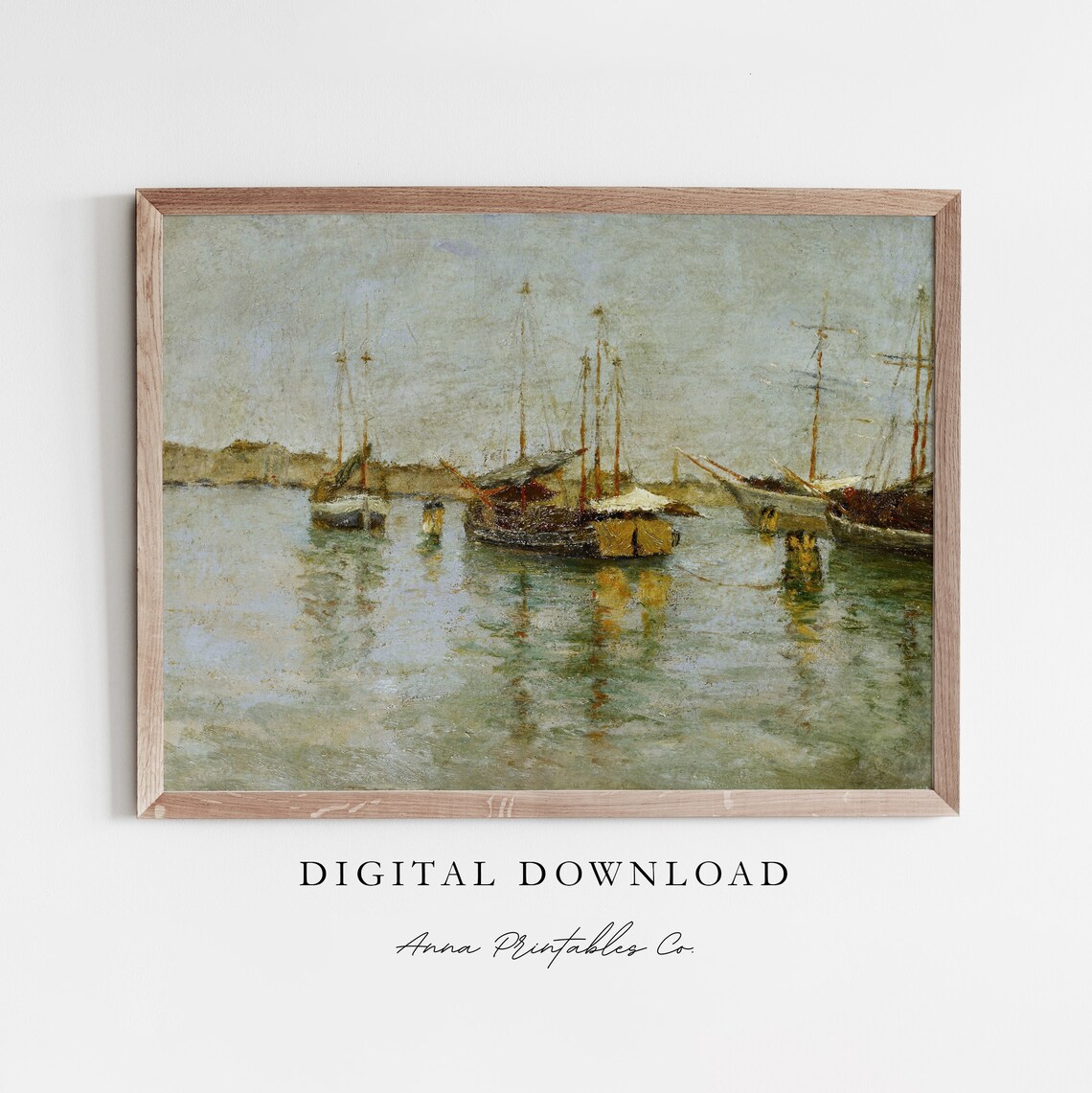 Sailboats In The Bay Vintage Nautical Art Print