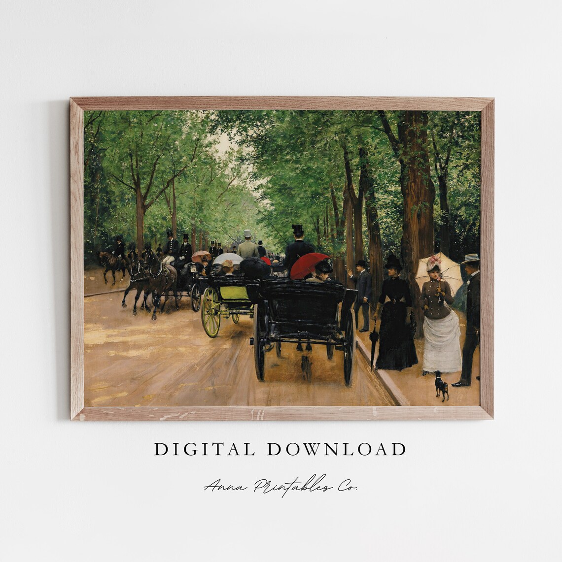 Horse Carriages Park Promenade Vintage Belle Epoque Painting Poster