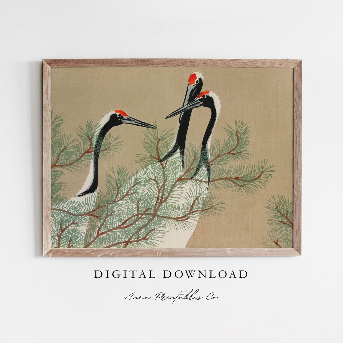 Vintage Japanese Crane Painting Art Print