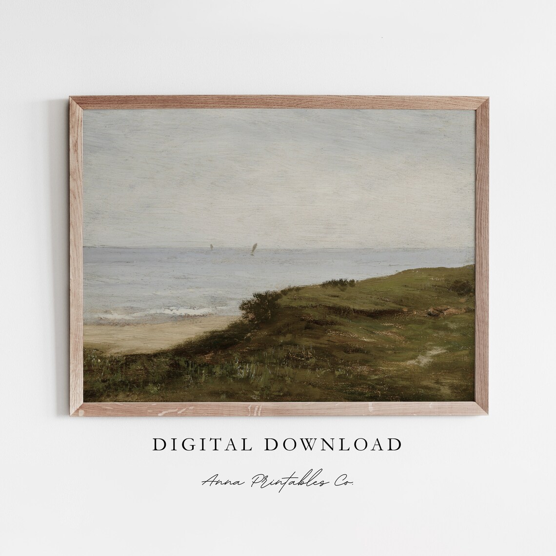 Morning on the French Coast Green Headland Calm Sea Painting Poster