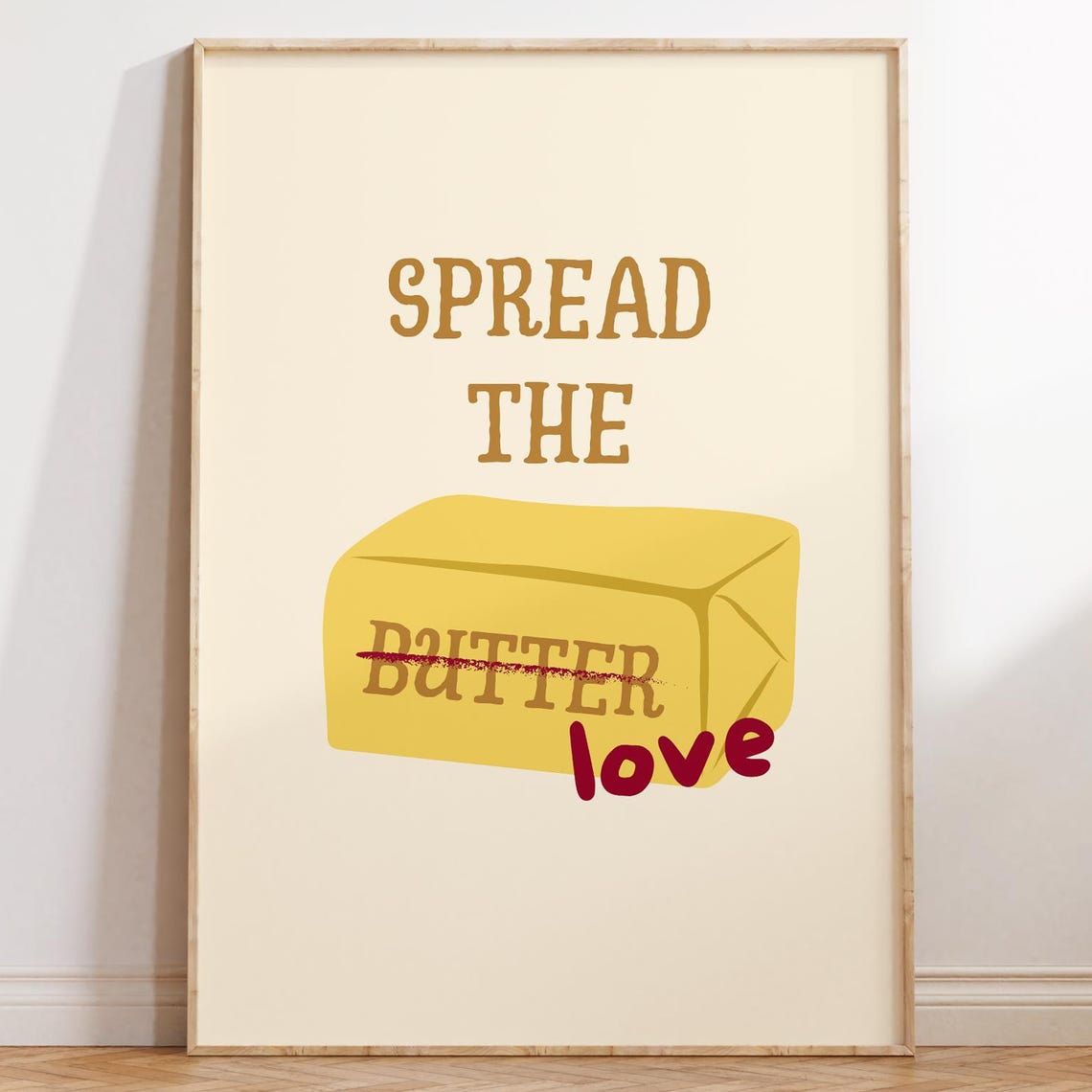 Spread the Love Funny Butter Pun Minimalist Kitchen Wall Art