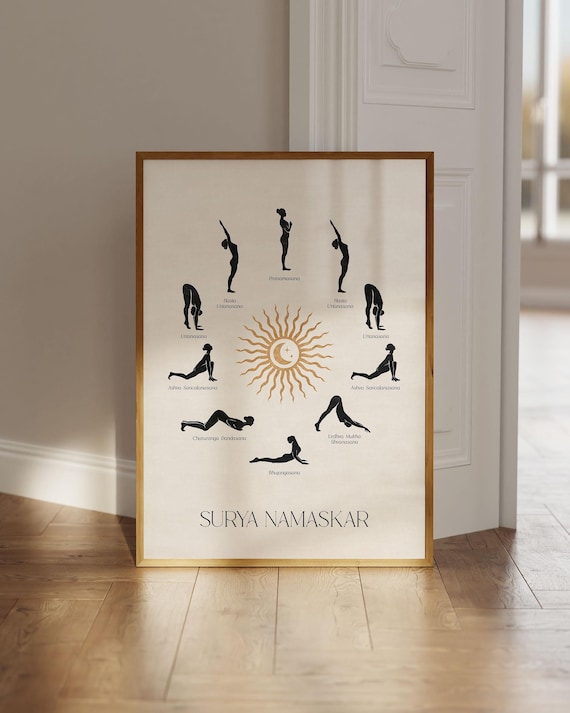 Sun Salutation Yoga Poses Surya Namaskar Art Print