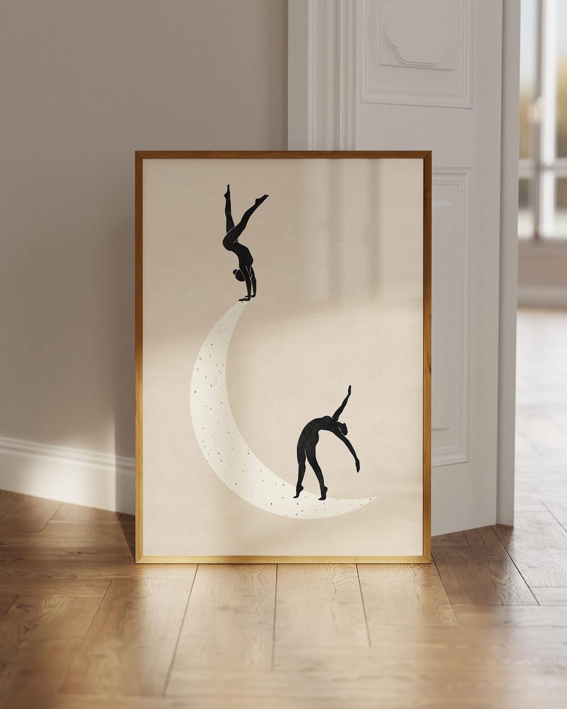 Boho Moon Woman Balance Yoga Art Print