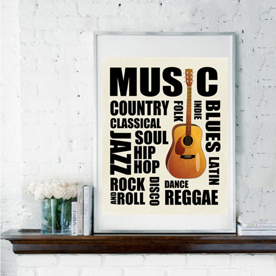 Music Poster Music Print Guitar Poster Music Wall Art County Poster Country Wall Art Western Wall Art Music Student Gift Wall Decor