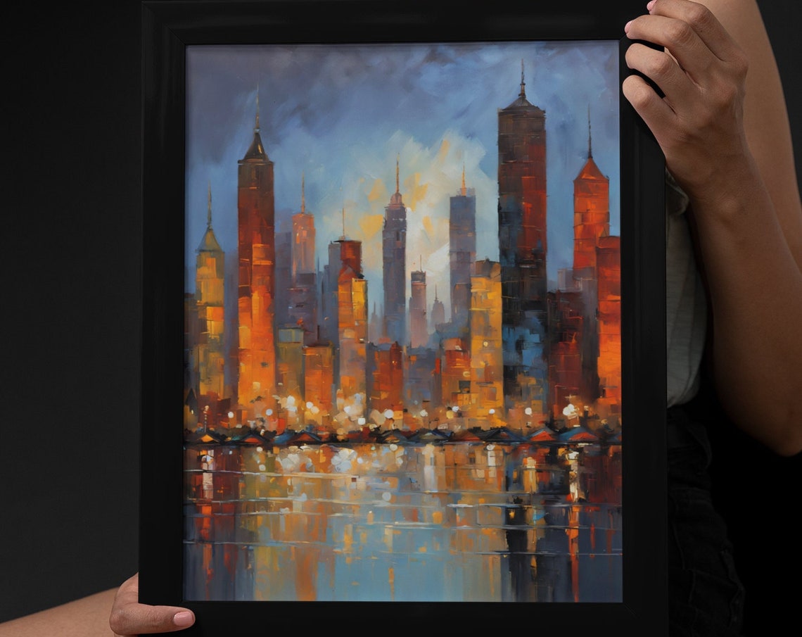 New York Skyline Wall Art Abstract City Painting Print City Wall Decor Cityscape Art Print City Wall Art Print New York Art Decor
