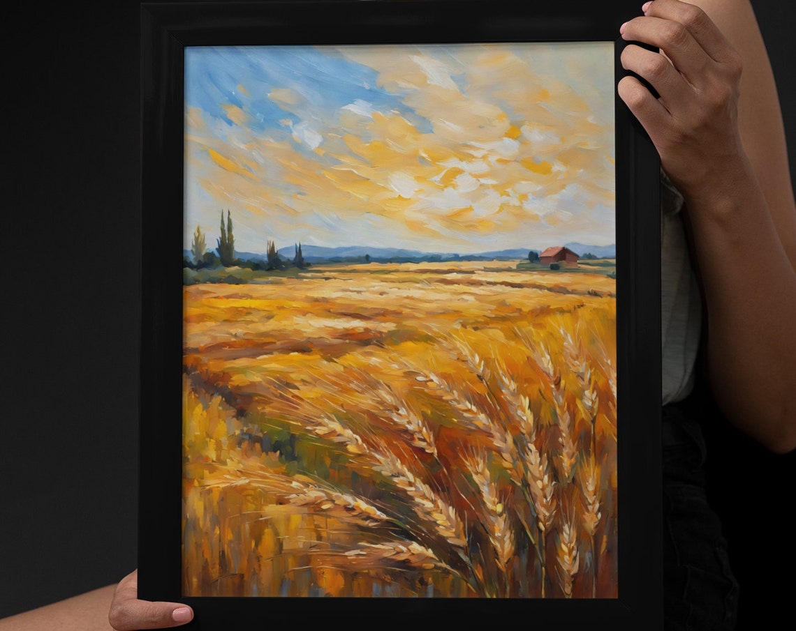Wheat Field Painting Print Wall Art Landscape Scenary Art Countryside Painting Nature Wall Art Home Decor Gifts 12x16 18x24 24x36