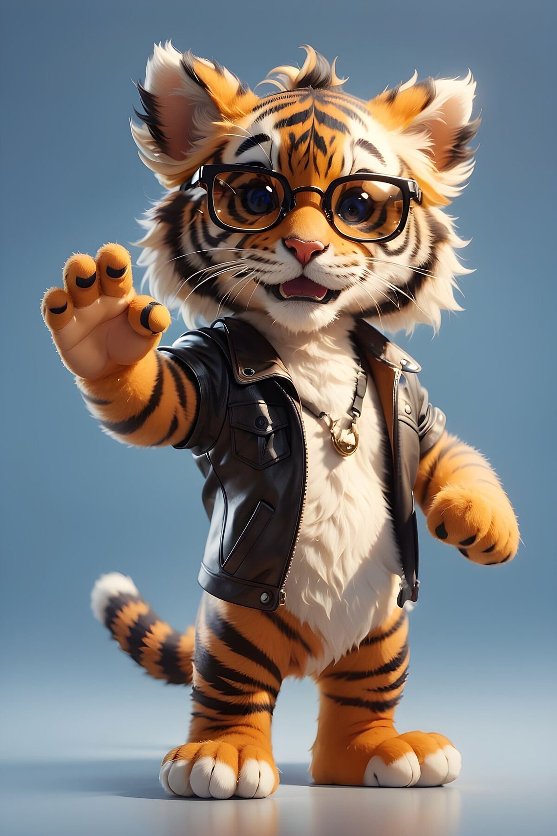 Waving Tiger - Cool Animal Art Print