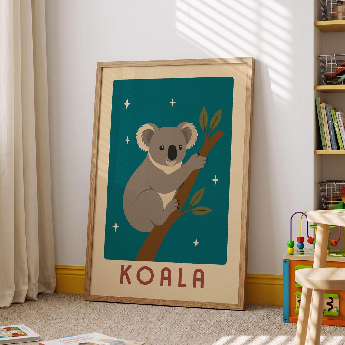 Koala Retro Nursery Animal Cute Australian Kids Room Wall Art