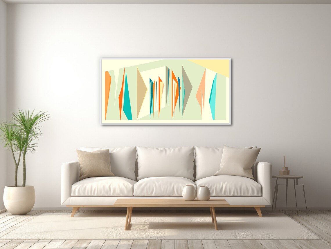 Mid Century Geometric Abstract Panoramic Art Print - Image 3