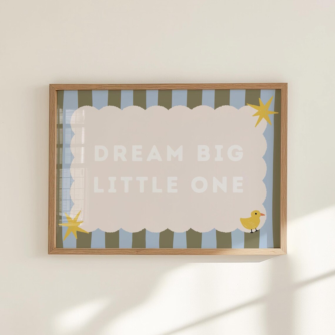 Dream Big Little One Striped Duckling Whimsy Nursery Quote Poster