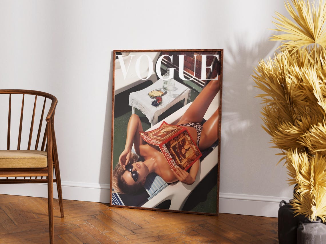 Vogue Poster Fashion Print Woman Wall Art Retro Print Luxury Wall Art Summer Print Trendy Wall Art Magazine Print Retro Wall Art Designer - Image 2