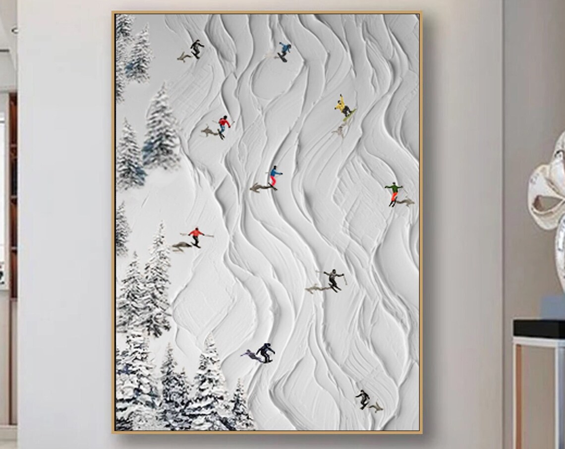 White Skiing Sports Art Print, Personalized Gift