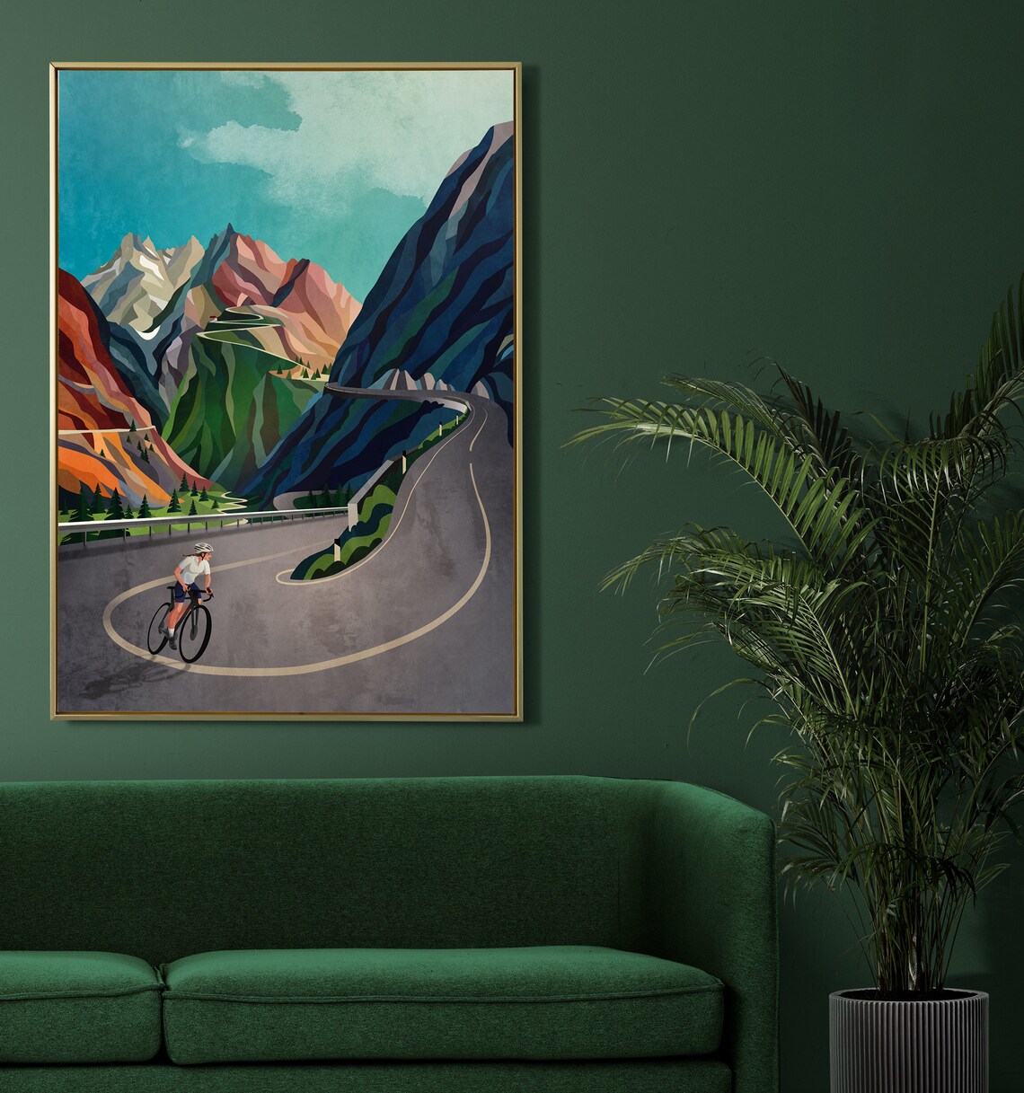 Woman Cyclist Cycling Art Print, The Ascent - Image 3