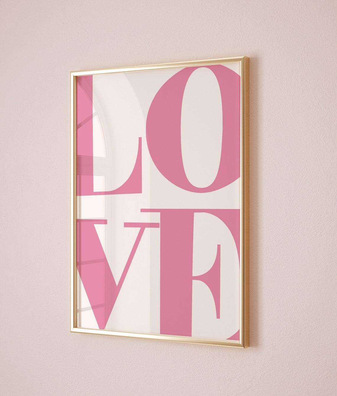 Love Large Pink Serif Typography Minimalist Bedroom Wall Decor Poster - Image 3