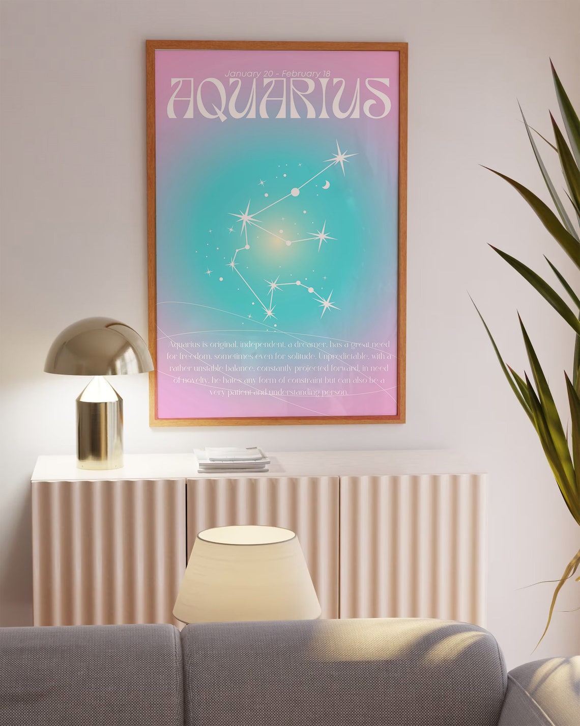 Aquarius Zodiac Constellation Aura Gradient Star Sign Poster - Image 2