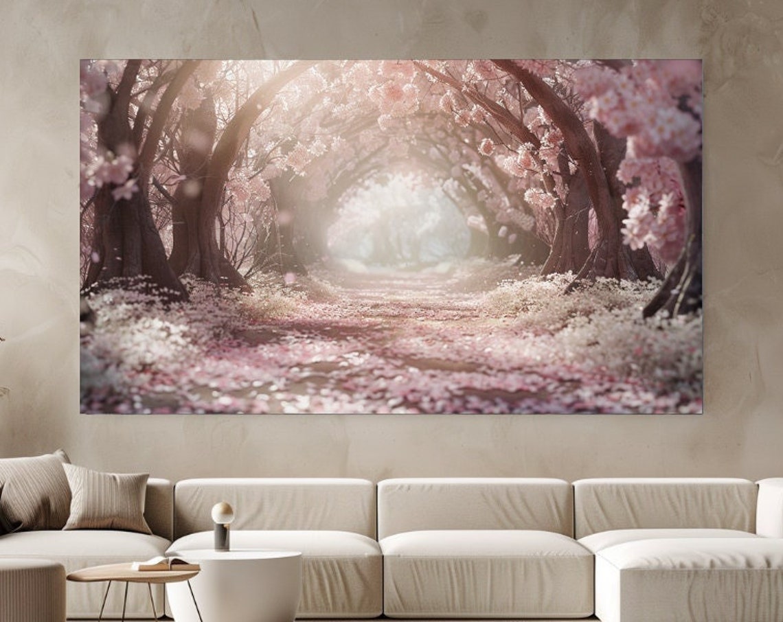 Cherry Blossom Tunnel Pathway Dreamy Pink Sakura Spring Poster