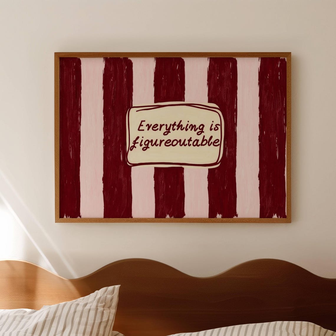 Everything Is Figureoutable Burgundy Striped Motivational Wall Art
