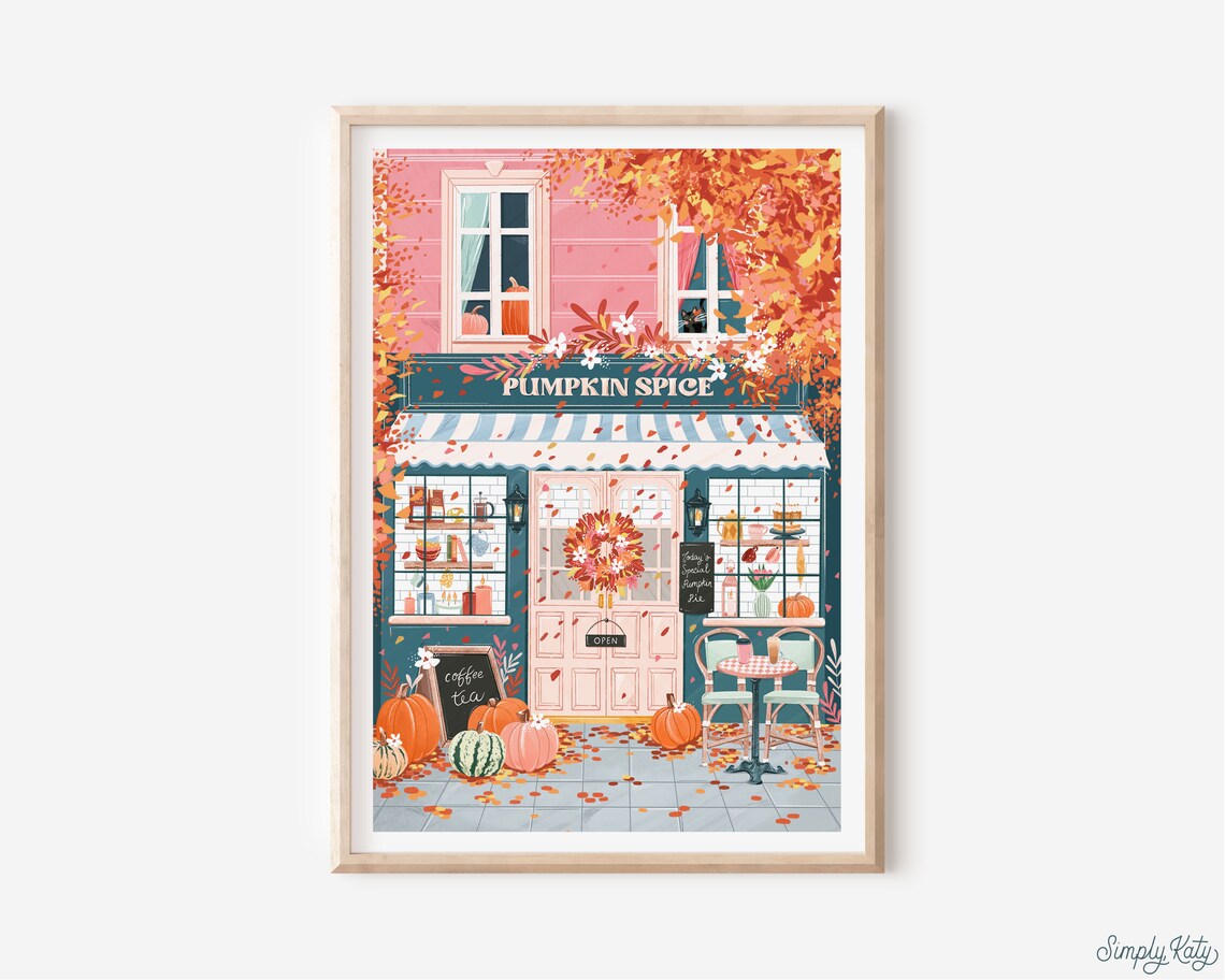 Pumpkin Spice Coffee Poster, Autumn Kitchen Art