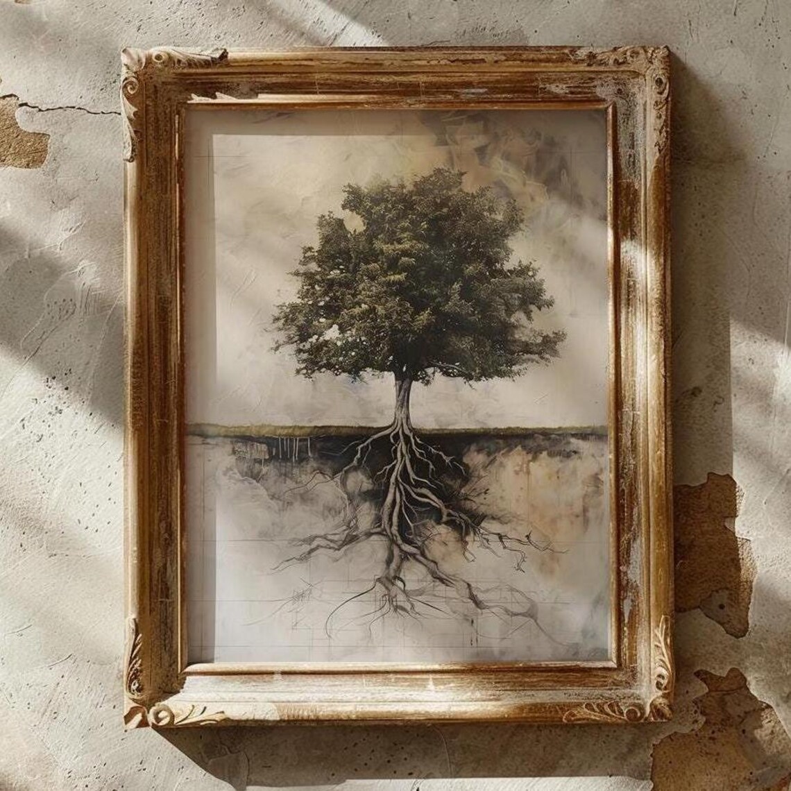 Tree Of Life Above and Below Ground Root Illustration Poster