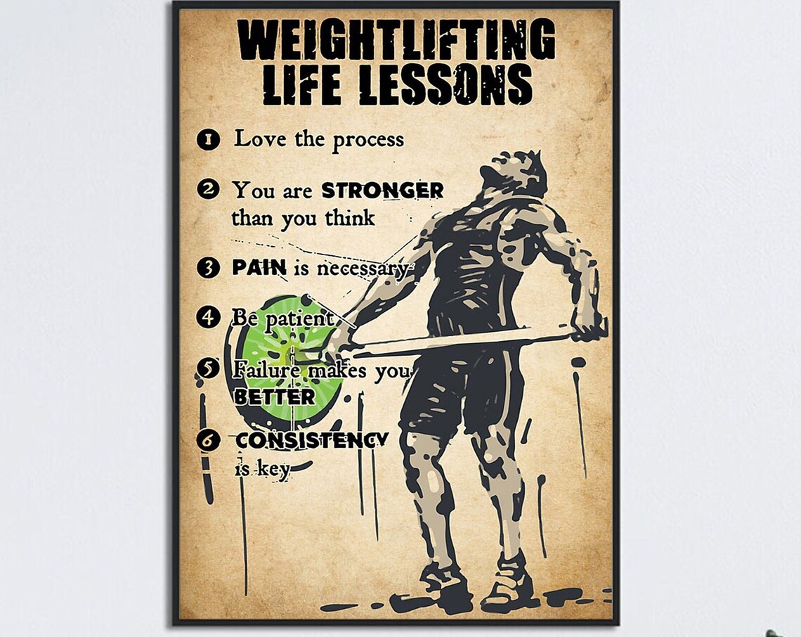 Man Weightlifting Life Lesson Poster, Gym Wall Art Print