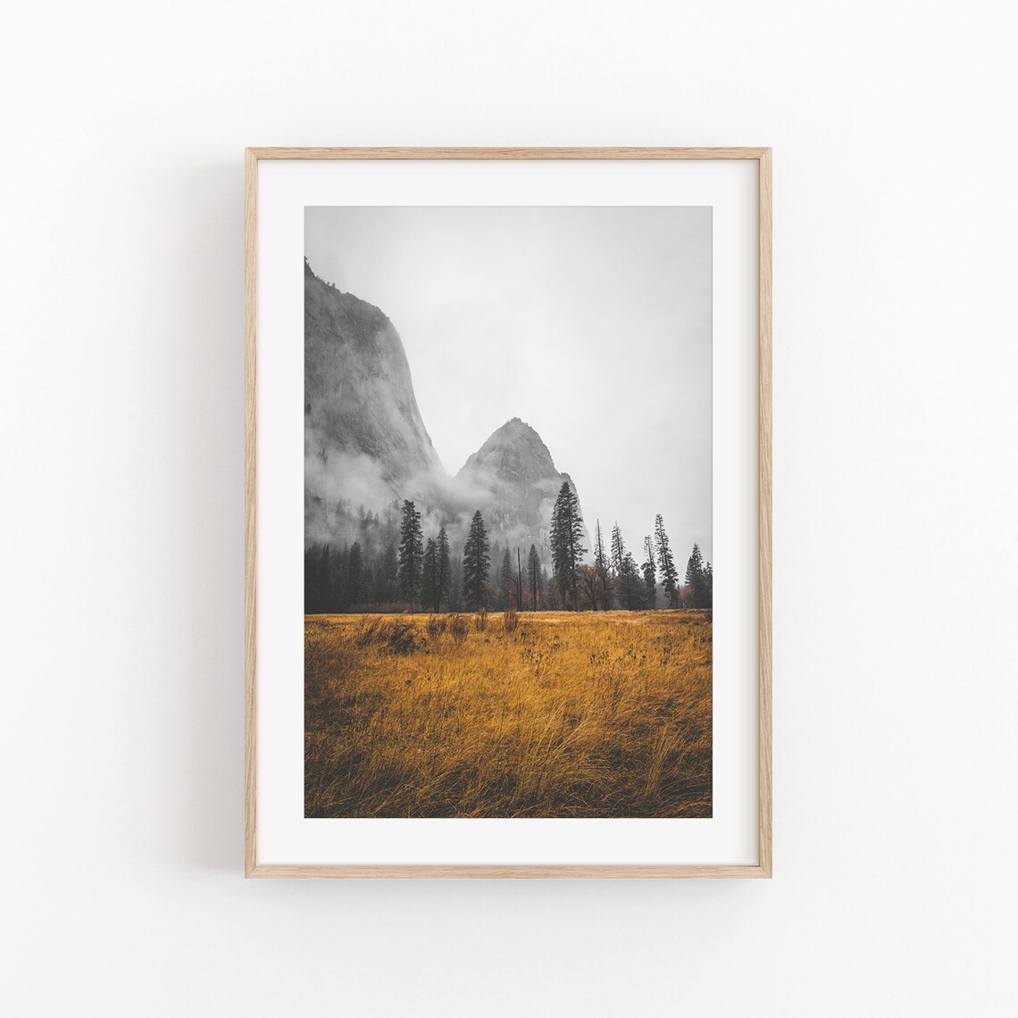 Rustic Mountain Forest Art Print, Nature Decor