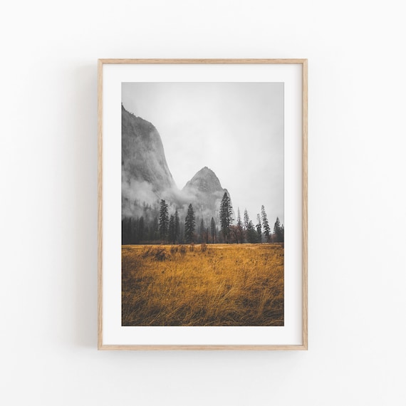 Rustic Mountain Forest Art Print, Nature Decor