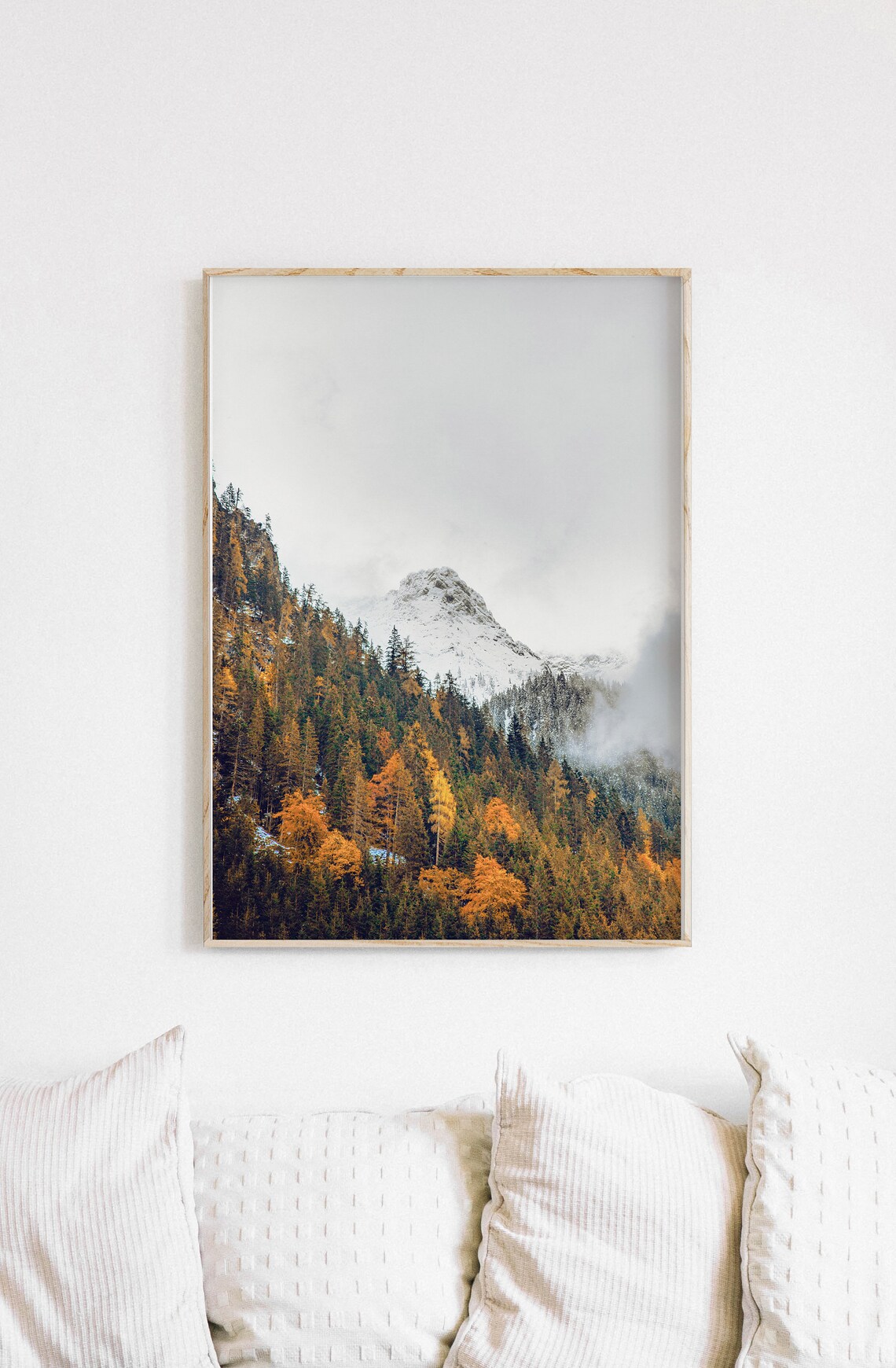 Rustic Mountain Forest Art Print, Fog Tree Landscape - Image 3