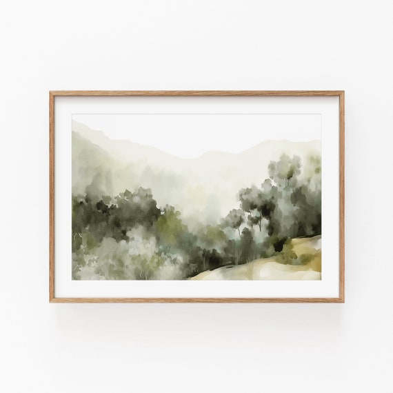 Watercolor Abstract Landscape Poster, Minimalist Decor