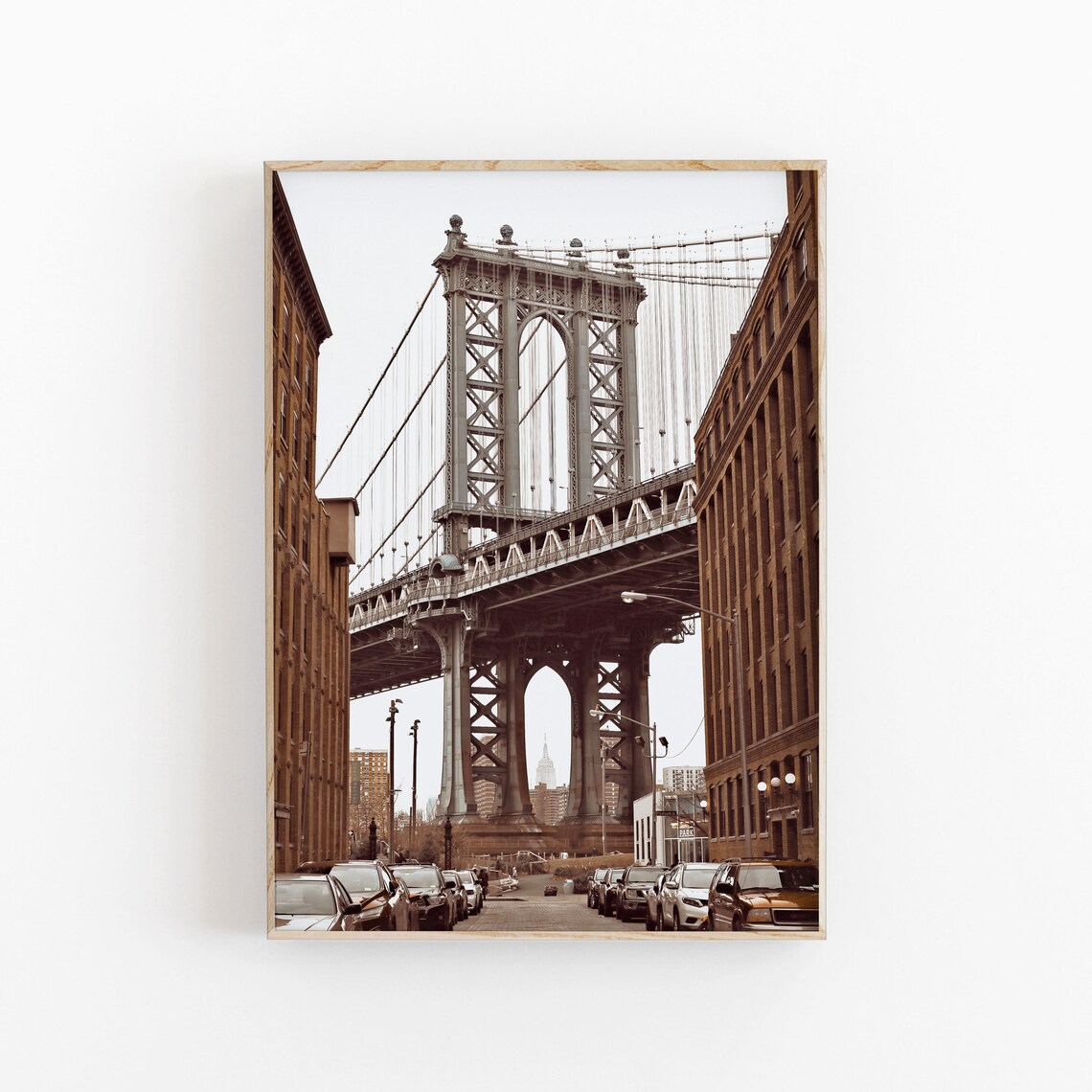 New York Cityscape Travel Poster, Manhattan Bridge - Image 4